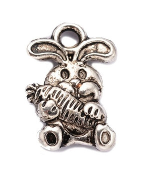 ZAWIESZKA CHARMS KRÓLIK 15mm 4szt metalowa