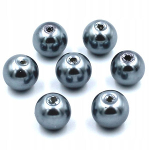 PERŁY SZKLANE perła szklana 8mm srebrne 14szt