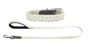 Hunter Obroża Dla Psa Convenience Reflect Glow Stars Biała Dł. 40 Szer. 2Cm