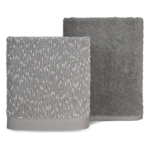 Komplet ręczników z efektem boucle 50X90/70cm stalowy 550GSM