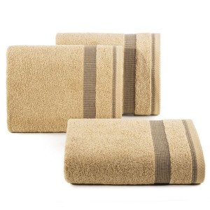 Ręcznik z ozdobną bordiurą 50X90cm beżowy 500GSM