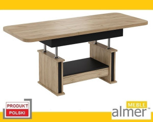 Ławostół Stół Ława L02 Szuflada Rozkładany do 170cm dąb craft złoty czarny