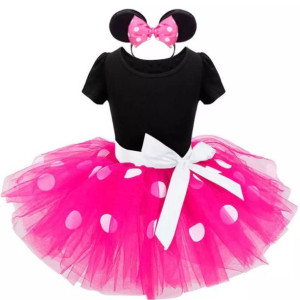 Sukienka Myszka Minnie komplet na roczek 80 róż