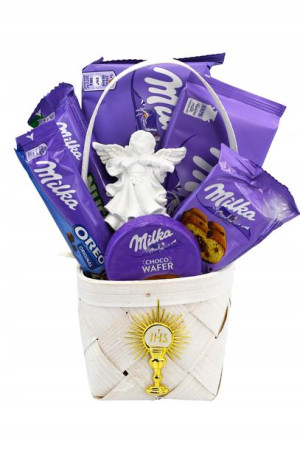 Kosz Prezentowy Zestaw Milka na Prezent Komunia