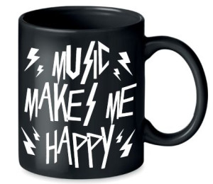 Kubek czarny ceramiczny 300ml Muzyczny MAKE HAPPY
