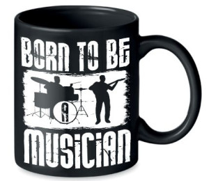 Kubek czarny ceramiczny 300ml Muzyczny BORN TO BE
