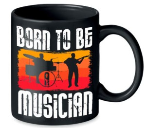 Kubek czarny ceramiczny 300ml Muzyczny BORN TO BE