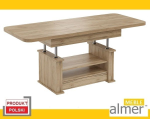 Ławostół Ława Stół L02 Szuflada Półka do 170cm dąb craft złoty