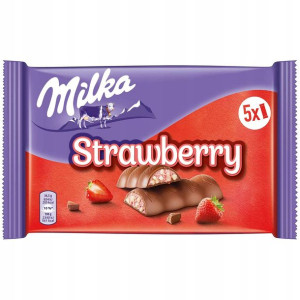 Truskawkowy Baton Milka 36,5g x 5 szt z Niemiec