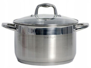 Garnek Z Pokrywą Szklaną 6,5 L 24 Cm Stalowy Odelo