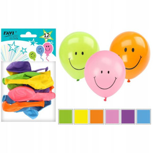 Balony lateksowe z nadrukiem kolorowe 12 szt 25 cm