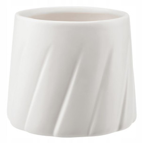 Doniczka ceramiczna 17 cm GABRIEL biały wzór plisa