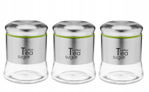 3x Pojemnik szklany GRENO 750 ml stal nierdzewna