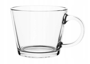 Kubek szklany gładki szklanka z uchem JUSTIN 380ml