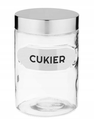 Pojemnik słoik szklany OZZY napis CUKIER 1250 ml