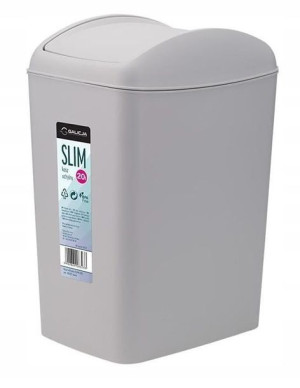 Kosz uchylny SLIM 20 l śmieci odpadki szary wąski