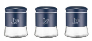 3x Pojemnik szklany GRENO 750 ml stal granatowy