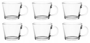 6x Kubek szklanka z uchem gładka JUSTIN 380 ml