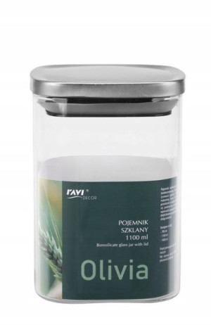 Pojemnik szklany gładki kwadrat OLIVIA 1100 ml