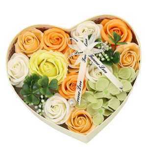 Flowerbox Mydlane Kwiaty Heart Pomarańczowe RelaxRoses