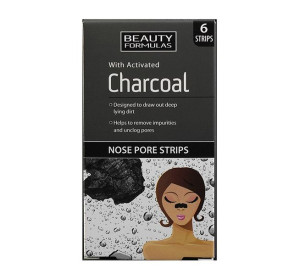 Beauty Formulas Charcoal Noczyszczające paski na nos z aktywnym węglem 6szt