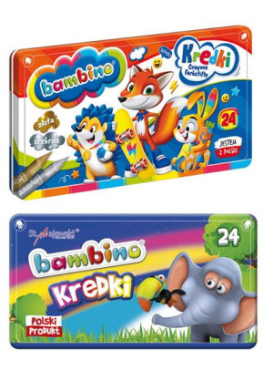 Kredki świecowe, 24 kolory BAMBINO