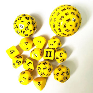 Kostki Rpg Żółty Zestaw 15 Kości Kostek