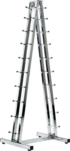 Stojak chromowany na hantle Ironsports R-3001 | piramida na 10 kompletów