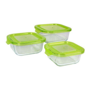 Set 3 Pojemników na Lunch Quttin Prostokątny Przezroczysty Kolor Zielony