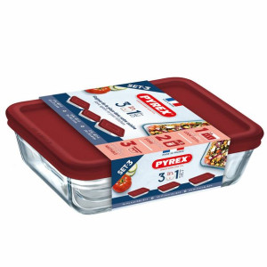 Set Pojemników na Lunch Pyrex Cook & Freeze Szkło Czerwony (3 pcs)