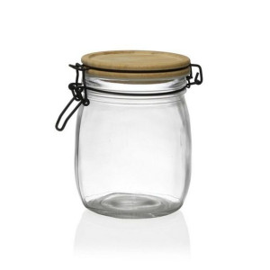 Przezroczysty szklany słoik Versa Bambus (10,8 x 14 x 10,8 cm) 700 ml