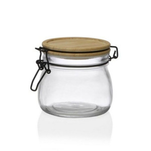 Przezroczysty szklany słoik Versa Bambus (11 x 10,3 x 11 cm) 450 ml