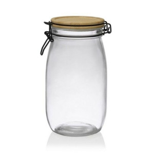 Przezroczysty szklany słoik Versa Bambus (11,8 x 21,7 x 11,8 cm) 1,5 l