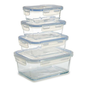 Set Pojemników na Lunch Vivalto Szkło (16 x 8,5 x 22 cm) (4 Części)
