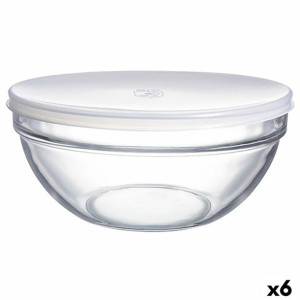 Miska do Sałatki Luminarc Z pokrywką Biały Szkło (23 cm) (6 Sztuk)