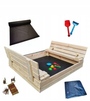 Piaskownica 170x150x25 drewniana zamykana DUŻA