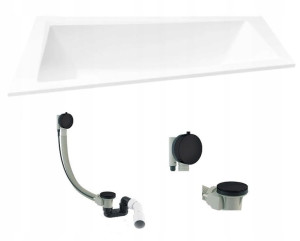 Wanna lewa BESCO INTIMA SLIM 160x90 + CZARNY SYFON