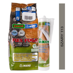 MAPEI zestaw FLEX FUGA 2kg + SILIKON GLAZURNIK 280ml - kolor 113 szary