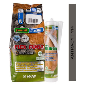 MAPEI zestaw FLEX FUGA 2kg + SILIKON GLAZURNIK 280ml - kolor 114 antracyt