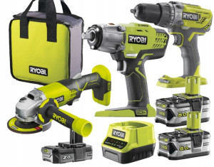Ryobi Zestaw 18v R18pd31 R18ag R18iw3 2x5ah One+
