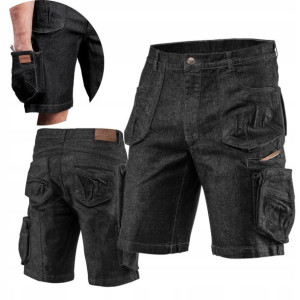 Neo Krótkie Spodenki Robocze Jeans Denim Czarne Xs