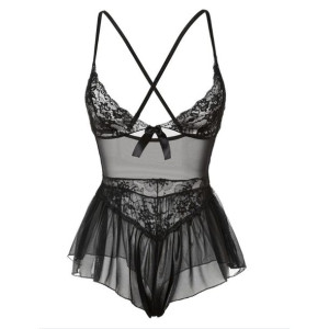 Bonprix Sexy Czarne Koronkowe Body Z Baskinką 40 939986