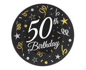Talerzyki Papierowe 50 Th Birthday 18cm, 6szt