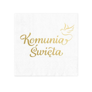 Serwetki Komunia Święta Złoty Napis