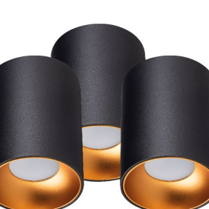 3x Oprawa natynkowa sufitowa tuba GU10 spot czarna złota CEILING LAMP 03B/G