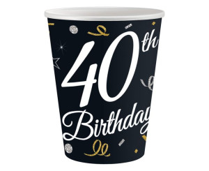 Kubeczki Papierowe 40th Birthday 240ml 6szt