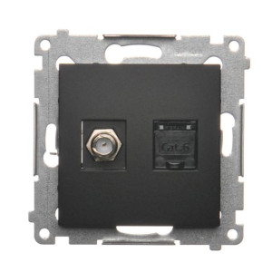 Gniazdo Antenowe F Internetowe RJ45 Czarny Mat