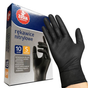 Czarne Rękawiczki Nitrylowe Rękawice 10szt S