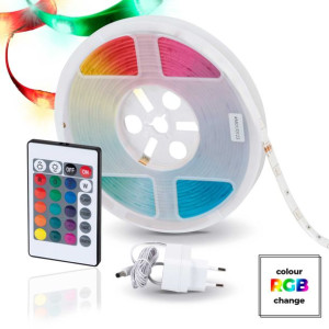 Taśma Led Wodoodporna Ip54 5m Rgb Kolorowa + Pilot Zestaw Led Rgb Set