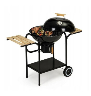 Grill Węglowy Zamykany Duży Ogrodowy Pokrywa Kółka